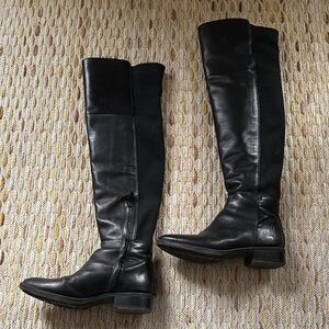 Sam Edelman Black Knee-High Women's Leather Boots